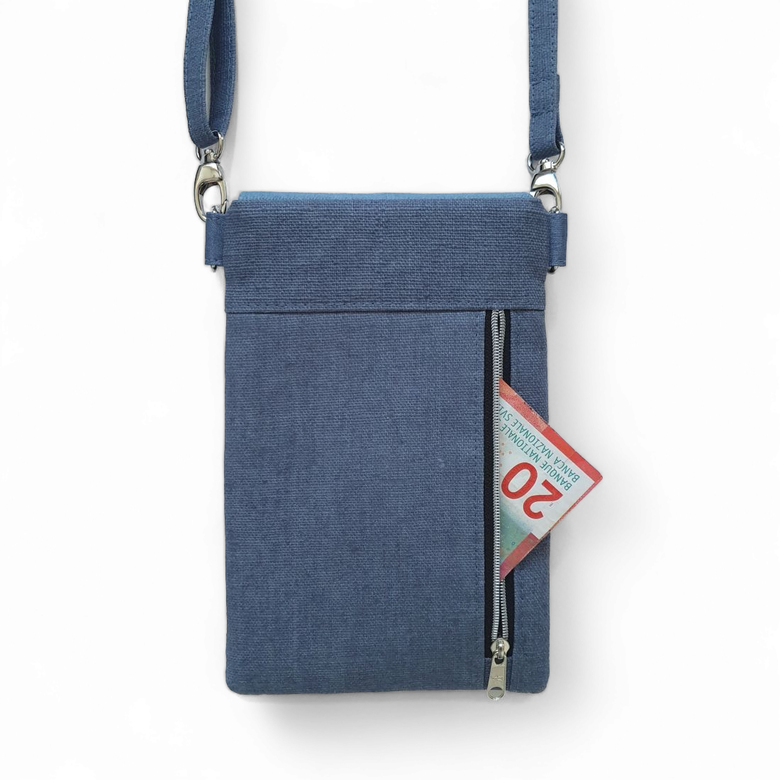 Handytäschchen mit Stickerei (jeansblau)